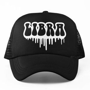 🆕LIBRA Drip Zodiac Black Foam Trucker Hat Mesh Snapback Cap